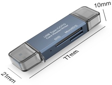 Czytnik kart pamięci adapter USB 3.0 / USB-C microsd sd 2w1 uniwersalny
