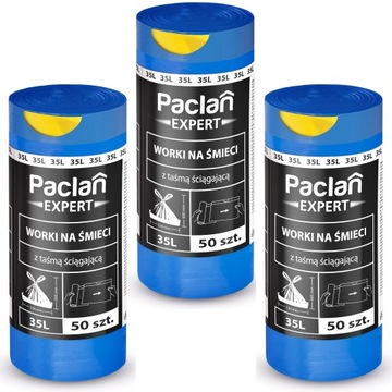 PACLAN EXPERT Worki na śmieci z taśmą 35 L 3 ROLKI