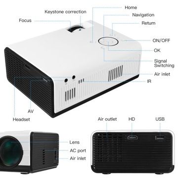 Домашний мини-проектор 4K 1080P 5G WiFi LED Портативный