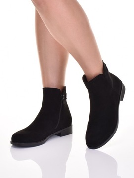 ЭЛЕГАНТНЫЕ БОТИНКИ Челси НИЗКИЕ БОТИНКИ НА ПЛОСКОЙ КАБЛУКЕ ЧЕРНАЯ ЗАМШЯ