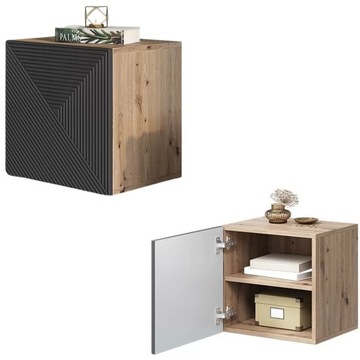 SZAFKA NOCNA LOFT industrialna PÓŁKA nocna WISZĄCA RYFLOWANA nakastlik ASHA