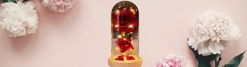 ETERNAL ROSE 2 РОЗЫ В СТЕКЛЕ LED СВЕТЯЩАЯСЯ КОРОБКА ПОДАРОК ​​НА ЖЕНСКИЙ ДЕНЬ