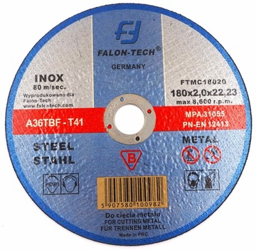 TARCZE TARCZA DO CIECIA METALU 180/2,0 mm INOX FT