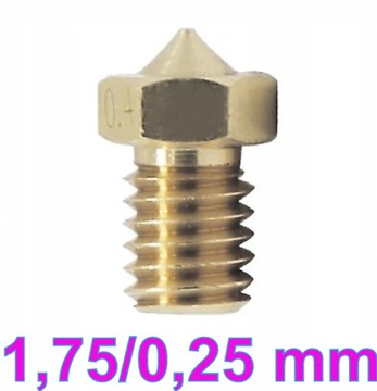 dysza drukarki 3D - 0,25mm/6mm, filament 1,75mm