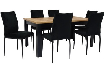 Duży stół ROZKŁADANY 90x160/200 blat CRAFT i 6 TAPICEROWANYCH krzeseł LOFT