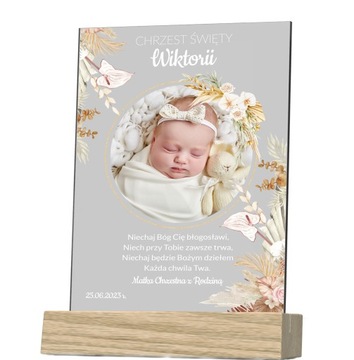 Pamiątka Chrztu Świętego personalizowana statuetka ze zdjęciem dziecka
