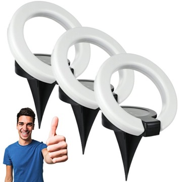 3x Wodoodporna Lampka Solarna LED RING Ogrodowa Tarasowa Wbijana Gruntowa