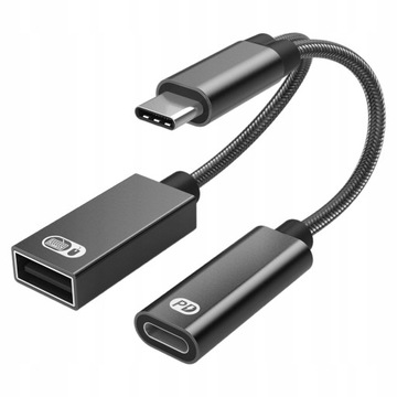 Adapter USB C OTG z szybkim przewodem ładującym