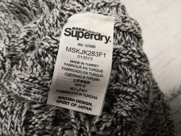 SUPERDRY JACOB KNIT MĘSKI SWETER L DZIANINOWY WEŁNIANY WARKOCZ