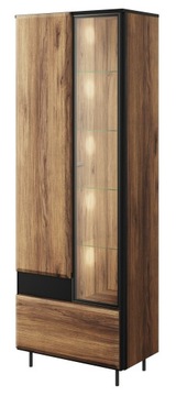 WYSOKA WITRYNA szklana z szufladą 70cm STYL LOFT