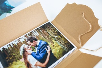 Папка в переплете, 15х23, натуральные эко, коричневые фотографии, рисунки, коробка-конверт