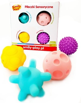 SMILY PLAY Piłeczki sensoryczne 4 edukacyjne piłki