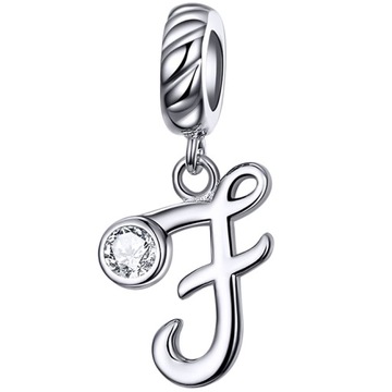 Charms Koralik Bransoletki LITERA F srebro pr.925