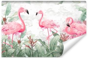 Fototapeta Ozdobna FLAMINGI Liście Kwiaty 270x180