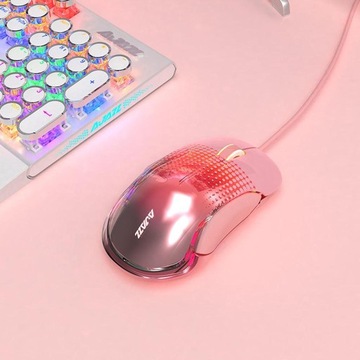 Przewodowa mysz do gier USB, 8 przycisków, różowa
