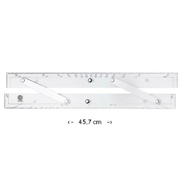 Liniał równoległy nawigacyjny transparentny, linijka - 45,7 cm Ecobra