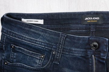 JACK&JONES SKINNY LIAM JEANSY spodnie męskie granatowe PREMIUM 32/32 pas 82