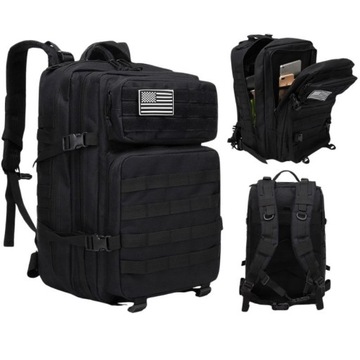 FOXTER PLECAK TAKTYCZNY WOJSKOWY SURVIVAL 55L CZARNY USA WODOODPORNY MOLLE