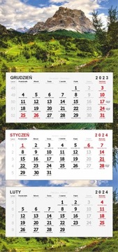 Kalendarz ścienny TRÓJDZIELNY 2024