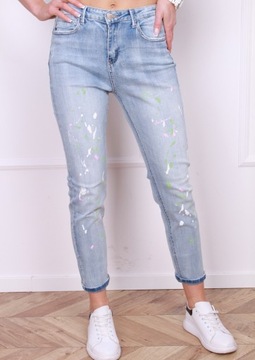 Spodnie jeans farba wzór duże rozmiary Włochy