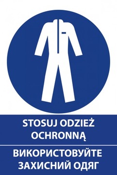 Naklejka 20x30 cm STOSUJ ODZIEŻ OCHRONNĄ PL/UA