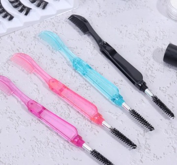 Складная щеточка с гребешком для ресниц и бровей, черная Prima Derma