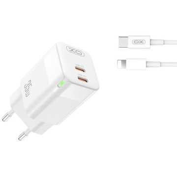 XO ładowarka sieciowa PD 35W 2x USB-C biała + kabel USB-C - Lightning