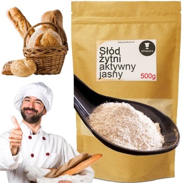 SŁÓD ŻYTNI JASNY MIELONY DO WYPIEKU CHLEBA DODATEK DO MĄKI ZAKWASU 500 g