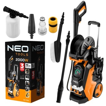 МОЙКА ДАВЛЕНИЯ NEO 2000ВТ, ДАВЛЕНИЕ 150 БАР, КОМПЛЕКТ АКСЕССУАРОВ ДЛЯ ШЛАНГА 04-705