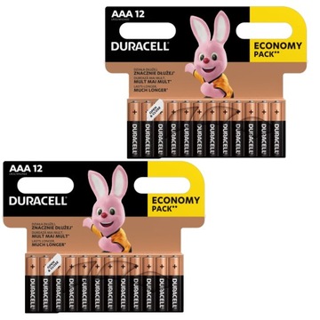 24x Alkaliczne Baterie Duracell AAA / LR3 Basic