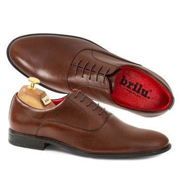 BRILU WIZYTOWE BUTY OKSFORDY SKÓRZANE BRĄZOWE 42