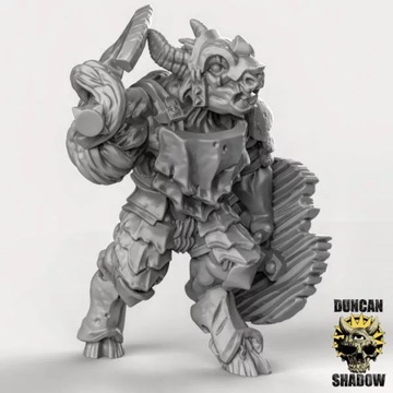 Зверолюди в доспехах с ручным оружием и щитами