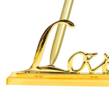 Золотая ручка для подписи в гостевой книге. Подставка-основа для золотого металлического кулона для любовных надписей
