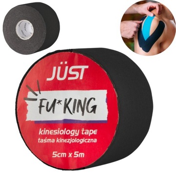 JUST FU*KING taśma kinezjologiczna CZARNY kinesiology tejp klej niemiecki