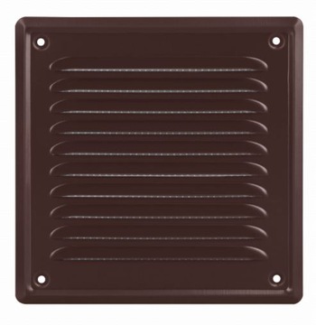 Kratka wentylacyjna metalowa 125x125 z siatką Brąz