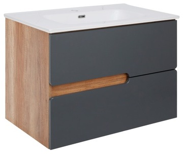 SZAFKA POD UMYWALKE 80 CM WISZĄCA ANTRACYT DĄB COUNTRY ASTOR SPECTRA