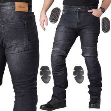 Jeansy motocyklowe HUSAR FUTURE solidne spodnie dżinsy na motor KEVLAR L