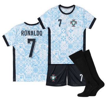 Strój / komplet piłkarski + getry RONALDO PORTUGALIA 7 rozm. 152