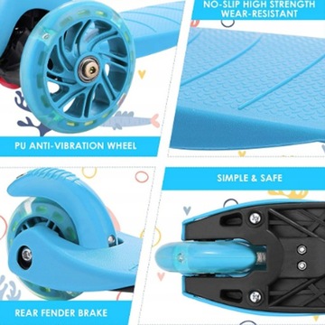 ТРЕХКОЛЕСНЫЙ ДЕТСКИЙ САМОКАТ С ОСВЕЩАЮЩИМИ КОЛЕСАМИ