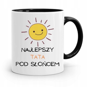 KUBEK CZARNY DZIEŃ OJCA NAJLEPSZY TATA POD SŁOŃCEM z Nadrukiem ze Zdjęciem
