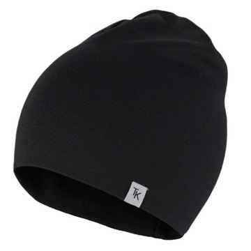 Dziecięca czapka bawełniana cienka na wiosnę jesień gładka czarna TK 52 cm
