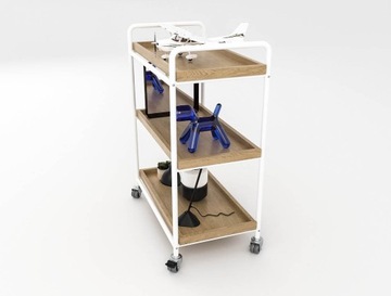 REGAŁ SKLEPOWY WYSTAWOWY Z RURKI NA KÓŁKACH LOFT INDUSTRIALNY DĄB 112CM