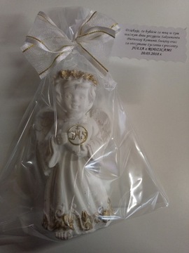 Спасибо ангелочки, сувенир, Святое Причастие, позолоченные гипсовые статуэтки.