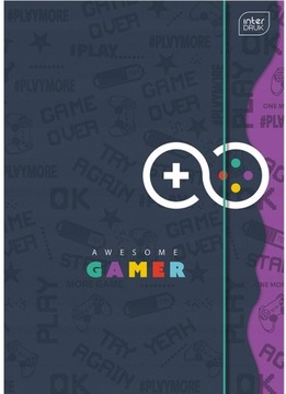 TECZKA INTERDRUK A4+ Z GUMKĄ SHAPE AWESOME GAMER