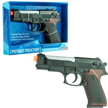 PISTOLET NA BATERIE Z POLSKĄ WERSJĄ JĘZYKOWĄ I ODGŁOSAMI STRZELANIA BROŃ
