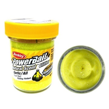 Ciasto wędkarskie Berkley Natural Glitter Trout Bait 50g garlic sun.yellow