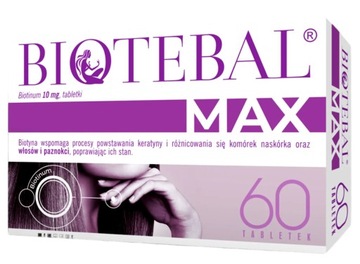 BIOTEBAL MAX Biotyna 10 mg włosy paznokcie 60 tabl