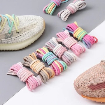 1Pair Rainbow Silk Shoelaces Satin Ribbon Flat Shoe Laces Women Sneakers