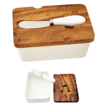 Набор сахарниц и масла из акации