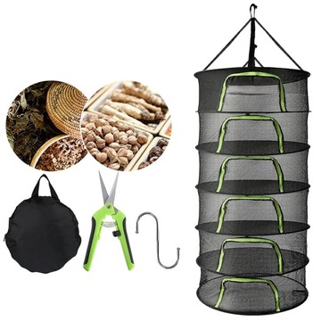 СУШИЛЬНАЯ СЕТКА ДЛЯ СУШКИ ГРИБОВ И ТРАВ 60СМ 6 ПОЛОК, СКЛАДНАЯ, ПОДВЕСНАЯ